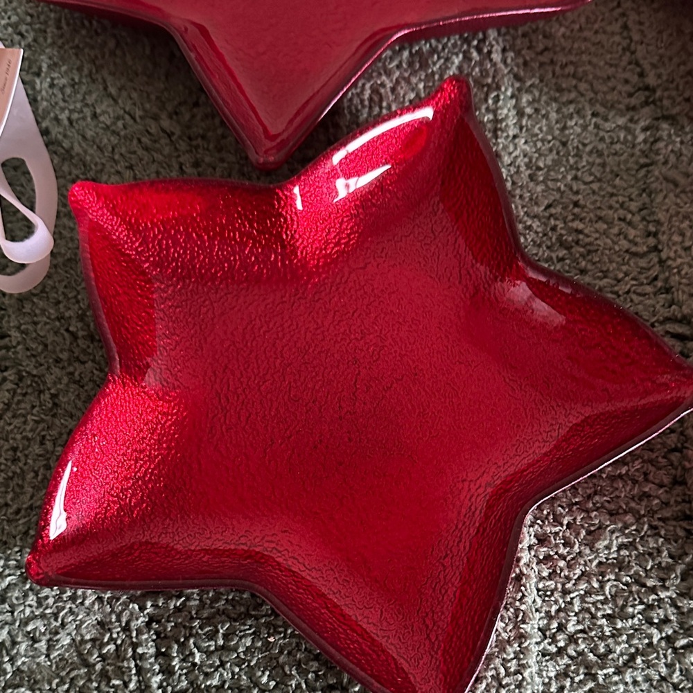 Akcam Glass Holiday Christmas Star Shaped Plates Gorgeous! NEW! - Picture 2 of 9